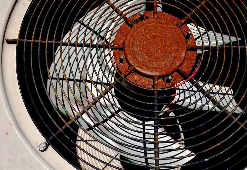 Spinning fan of an old AC compressor